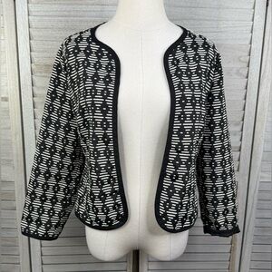 OLD NAVY Open Front Jacquard Collarless Jacket Lightweight Black/White-Small